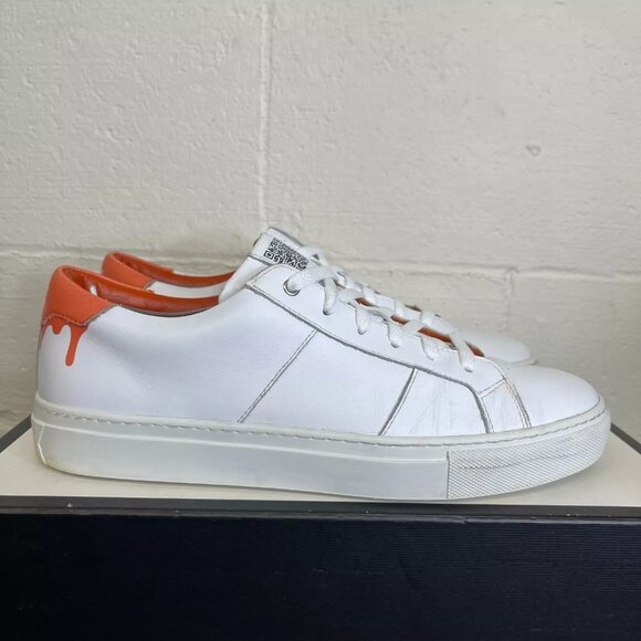 Greats Brooklyn Fuku Low White Orange Leather Sneakers Lace up Men's Size 10 US - Picture 3 of 12